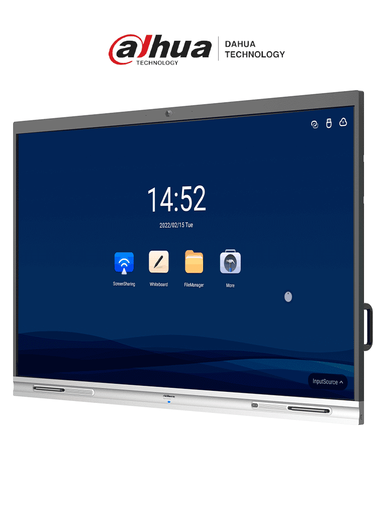 DAHUA DHI-LCH75-MC410-B - Pantalla interactiva 4K/UHD de 75" con tecnología táctil y Android. Resolución 3840 x 2160, cámara de 5 MP, micrófono y altavoces integrados. Ideal para escuelas y oficinas. Diseño robusto con case metálico. #XCDAHUA